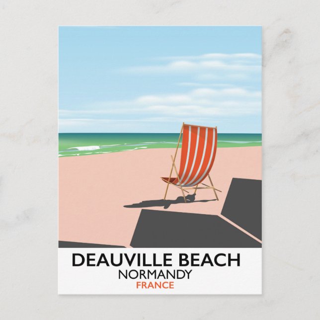 Cartão Postal Deauville Beach France poster. (Frente)
