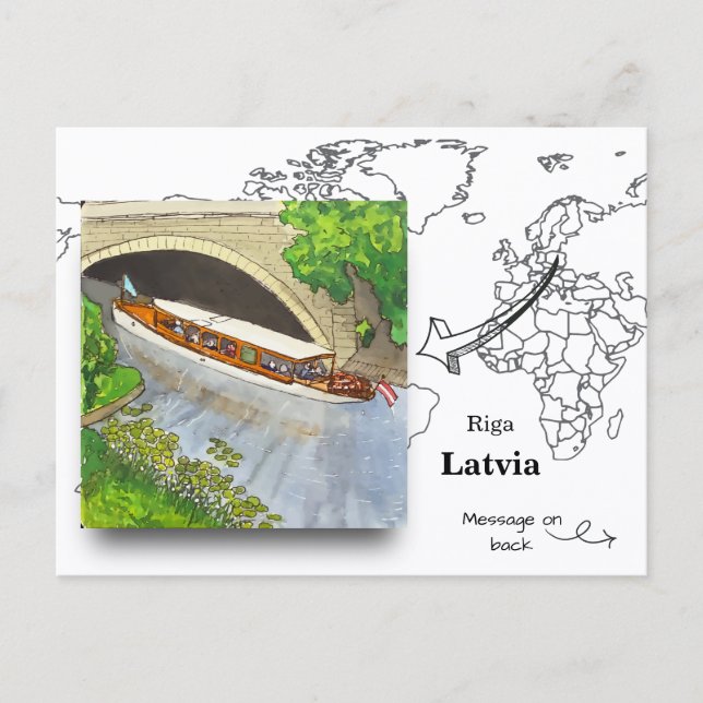 Cartão Postal Debaixo da Ponte: Canal da Cidade de Riga (Frente)