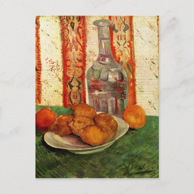 Cartão Postal Decanter and Lemons on a Plate by van Gogh (Frente)