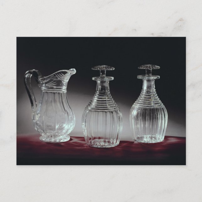 Cartão Postal Decantores de vidro cortado e jug, c.1840 (Frente)