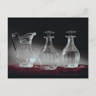 Cartão Postal Decantores de vidro cortado e jug, c.1840