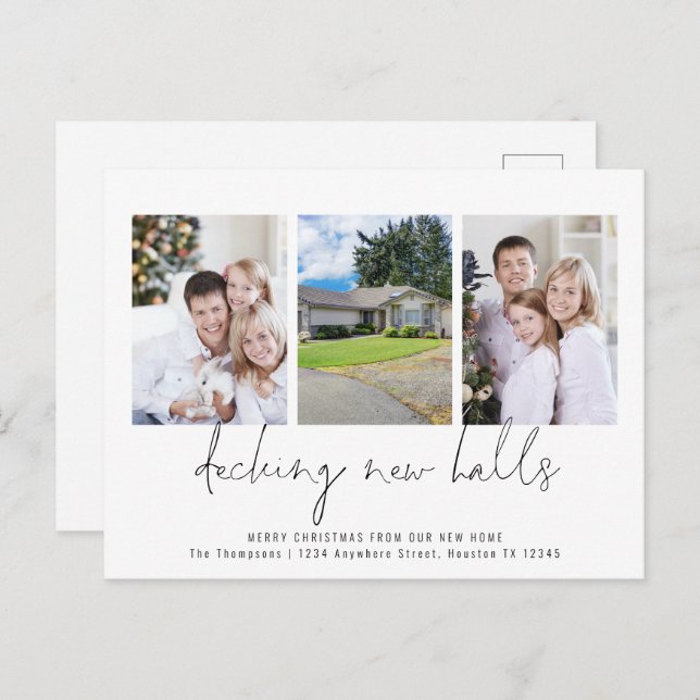 Cartão Postal Decking New Halls 3 Fotos de Natal em Movimento (Frente/Verso)