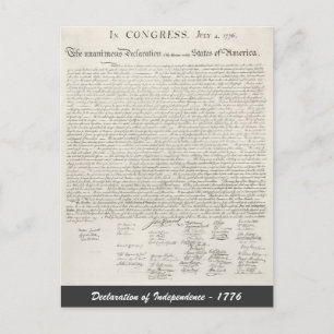 Cartão Postal Declaração de Independência - 1776