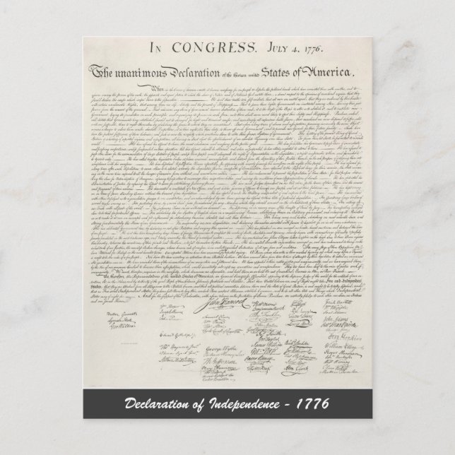 Cartão Postal Declaração de Independência - 1776 (Frente)