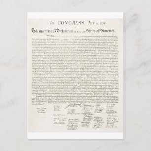 Cartão Postal Declaração de Independência dos Estados Unidos