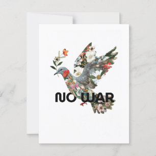 Cartão Postal Declaração de sem guerra Peace Dove Pacifist Bold