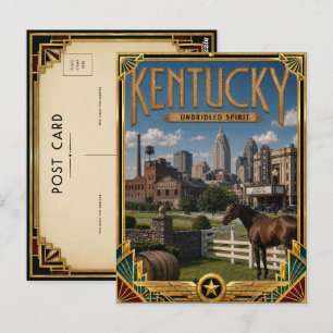 Cartão Postal Deco Antigo Kentucky Era de Ouro