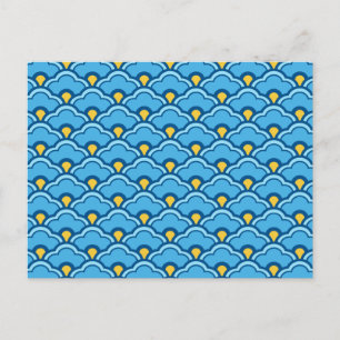 Cartão Postal Deco China Scallops, Turquesa e Aqua