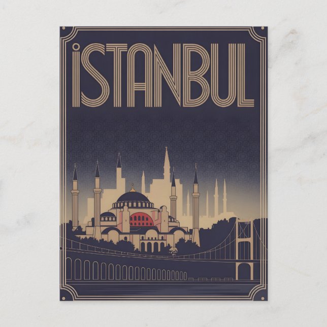 Cartão Postal Deco de arte de Istambul (Frente)