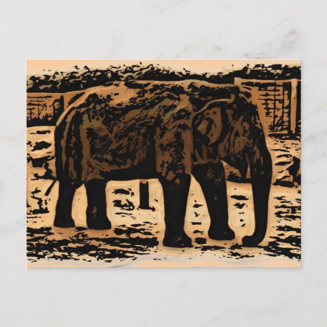 Cartão postal deco elefante (Frente)