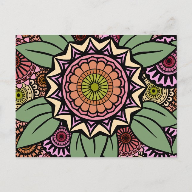 Cartão Postal Deco Fandango em Laranja e Verde (Frente)