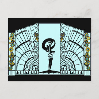 Cartão Postal Deco litoral em Aqua e Amarelo