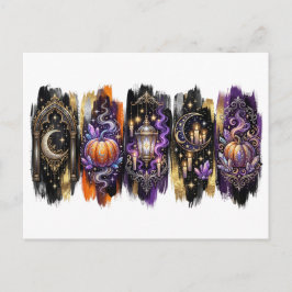 Cartão Postal Decoração celestial de bruxa, Halloween assustador