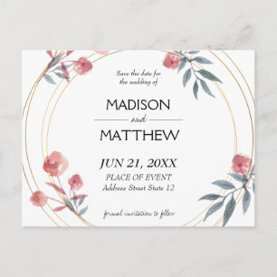 Cartão Postal Decoração De Aquarela Floral Com Anéis