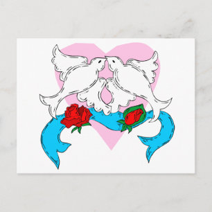 Cartão Postal Decoração de Casamento com Pombas