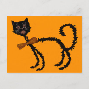 Cartão Postal Decoração de Halloween de Gato Preto Elástico