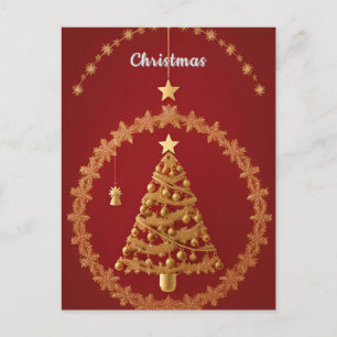 Cartão Postal Decoração de Natal Árvore de Natal Dourada Elegant