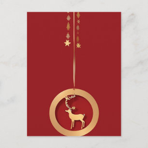 Cartão Postal Decoração de Natal Dourada Elegante