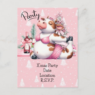 Cartão Postal Decoração de Natal Rosa Vaca Yoga