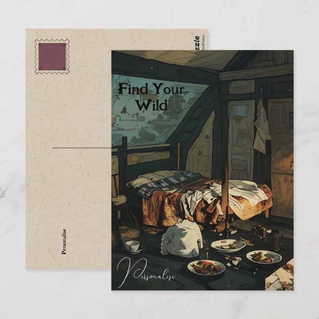 Cartão Postal Decoração de quarto antigo Citação selvagem pessoa (Frente/Verso)