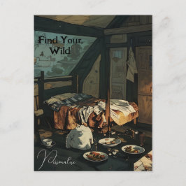 Cartão Postal Decoração de quarto vintage com citação selvagem p