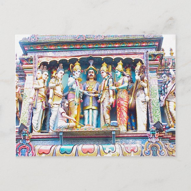 Cartão Postal Decoração do templo hindu, vida hindu (Frente)