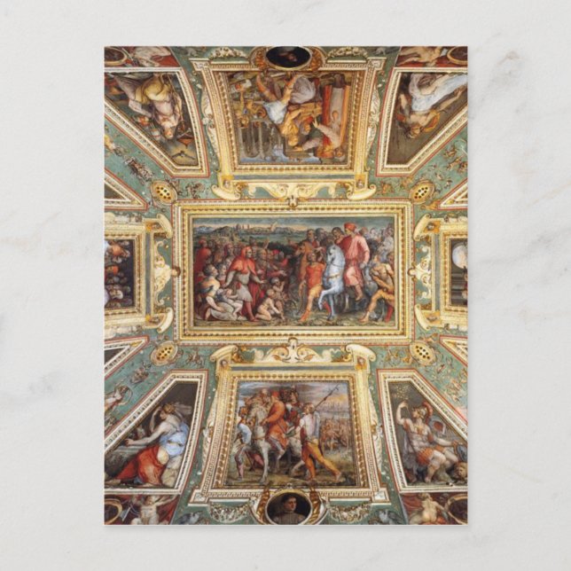 Cartão Postal Decoração do teto Palazzo Vecchio Florence Giorgi (Frente)