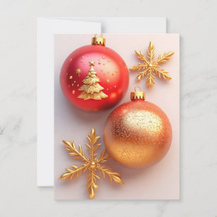 Cartão Postal Decorações de Natal Douradas