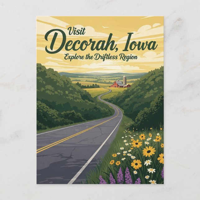 Cartão Postal Decorah Iowa Viagem (Frente)
