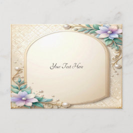 Cartão Postal Decorative Floral Frame with Pearls Postcard