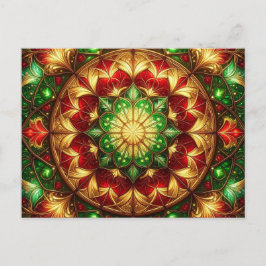 Cartão Postal Decorative Red Green Christmas Holiday Postcard