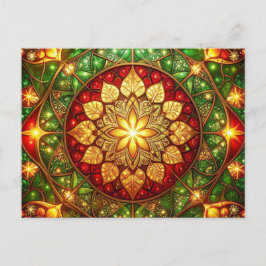 Cartão Postal Decorative Red Green Christmas Holiday Postcard