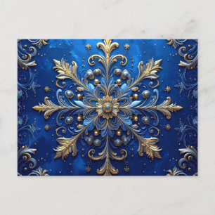 Cartão Postal Decorativo de Férias Azul Dourado