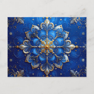 Cartão Postal Decorativo de Férias Azul Dourado