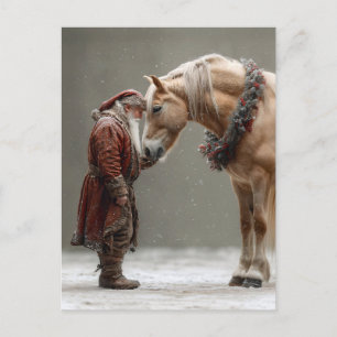 Cartão Postal Decoupage Papai Noel e Cavalo Momento Especial
