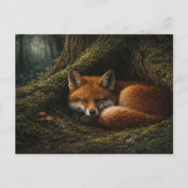 Cartão Postal Deep Forest Slumber | Red Fox Art | Postcard (Frente)