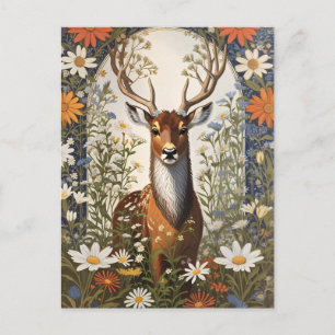Cartão Postal Deer Amid Daisy Flowers