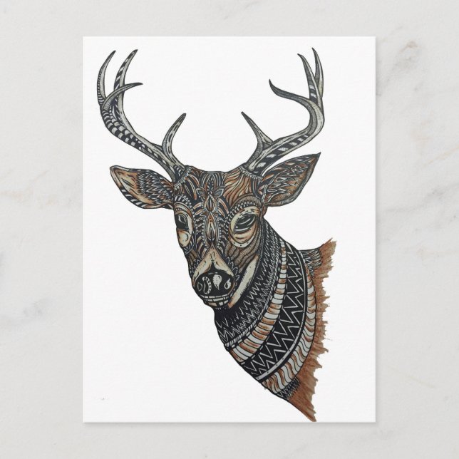 Cartão Postal Deer Buck com Design de Intrato (Frente)