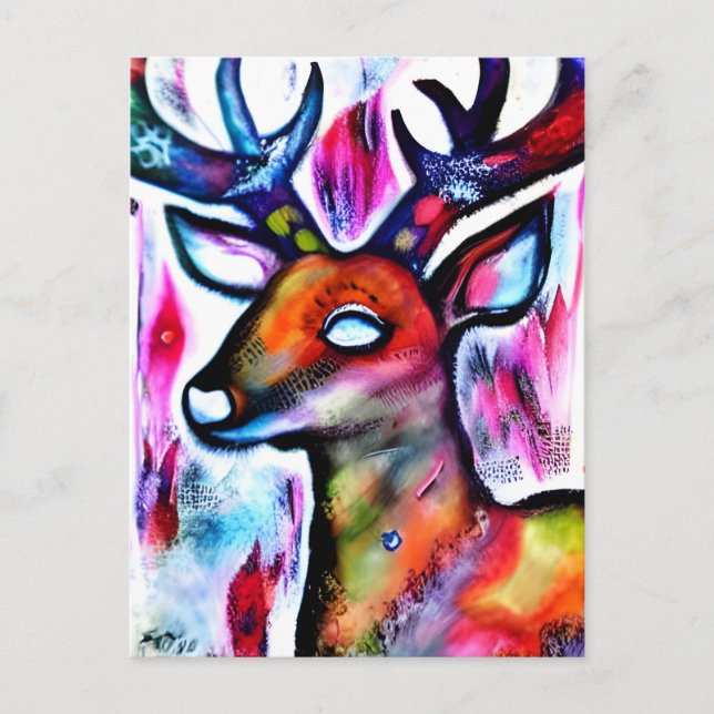 Cartão Postal Deer Colorful (Frente)