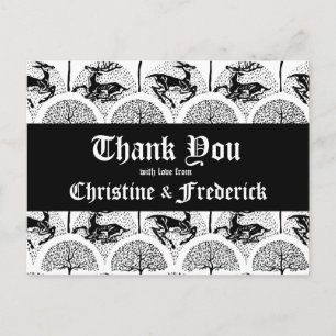 Cartão Postal Deer e Árvores Medievais, obrigado postal.
