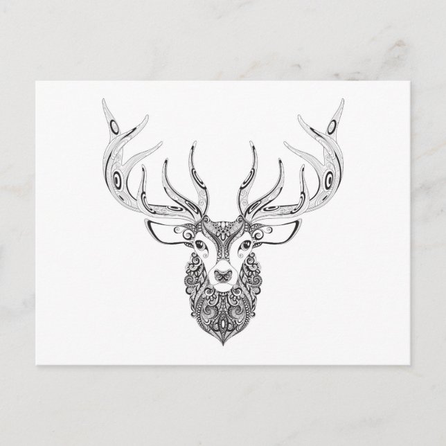 Cartão Postal Deer Horled Head Inspirado (Frente)