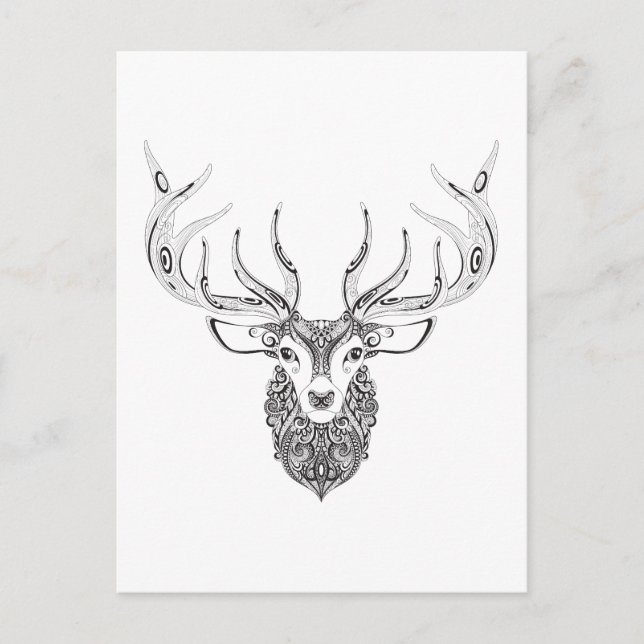 Cartão Postal Deer Horled Head Inspirado (Frente)