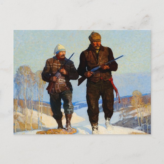 Cartão Postal Deer Hunters, 1924 por Newell Convers Wyeth (Frente)