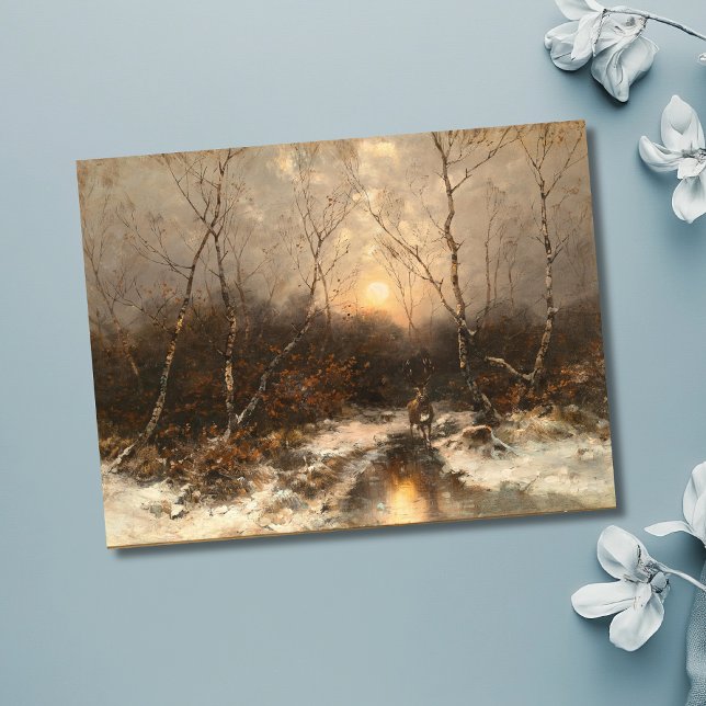 Cartão Postal Deer in a Forest - Désiré Thomassin (Criador carregado)