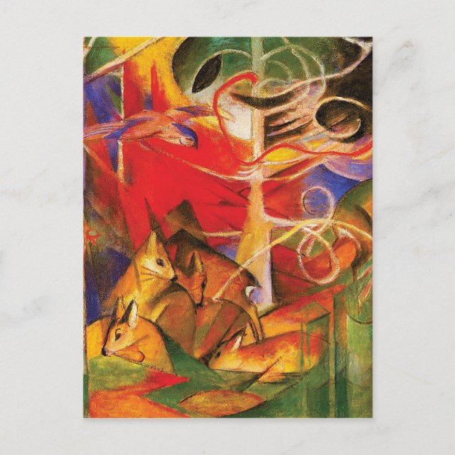 Cartão Postal Deer in the Forest por Franz Marc (Frente)