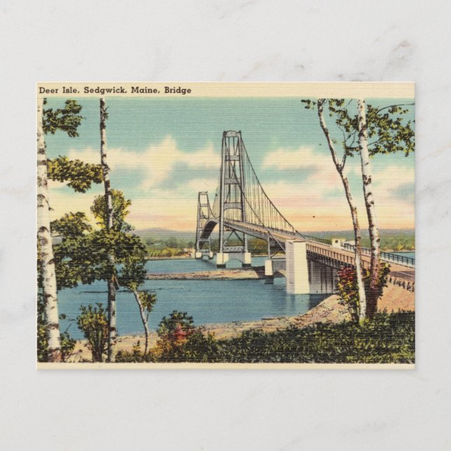 Cartão Postal Deer Island, Sedgwick, Maine, Bridge (Frente)