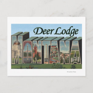 Cartão Postal Deer Lodge, Montana - Cenas com Letras Grandes
