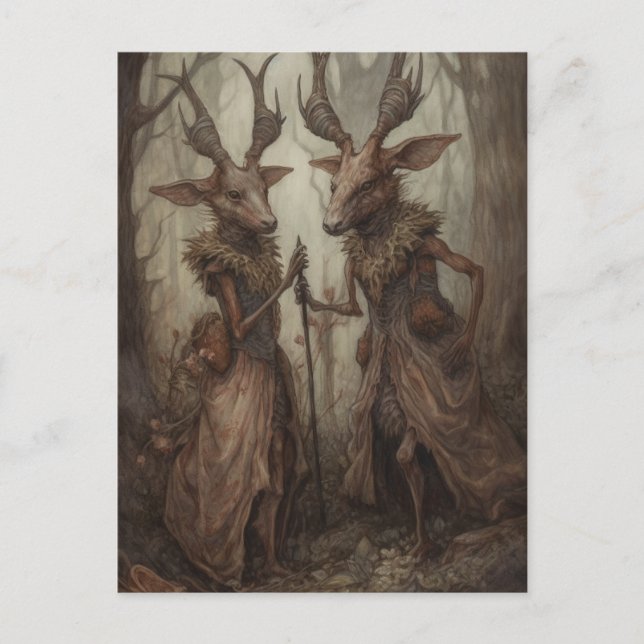 Cartão Postal Deer no cartão-postal do Woods (Frente)