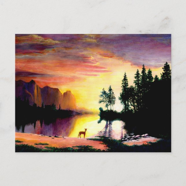 Cartão Postal Deer no Impressão de fotos Dawn (Frente)