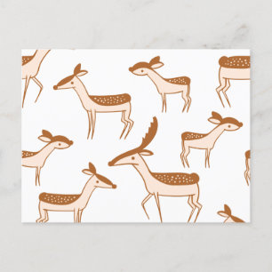 Cartão Postal Deer Pattern Design Animal Cute